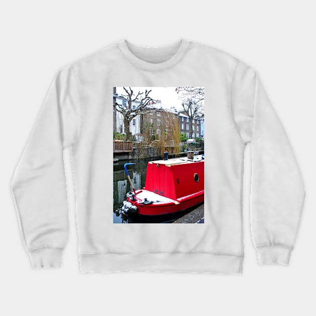 Narrow Boats Regent's Canal Camden London Crewneck Sweatshirt by AndyEvansPhotos